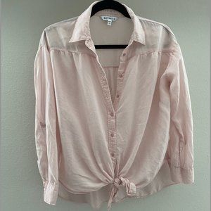 Pink Tie Front High Low Express Blouse